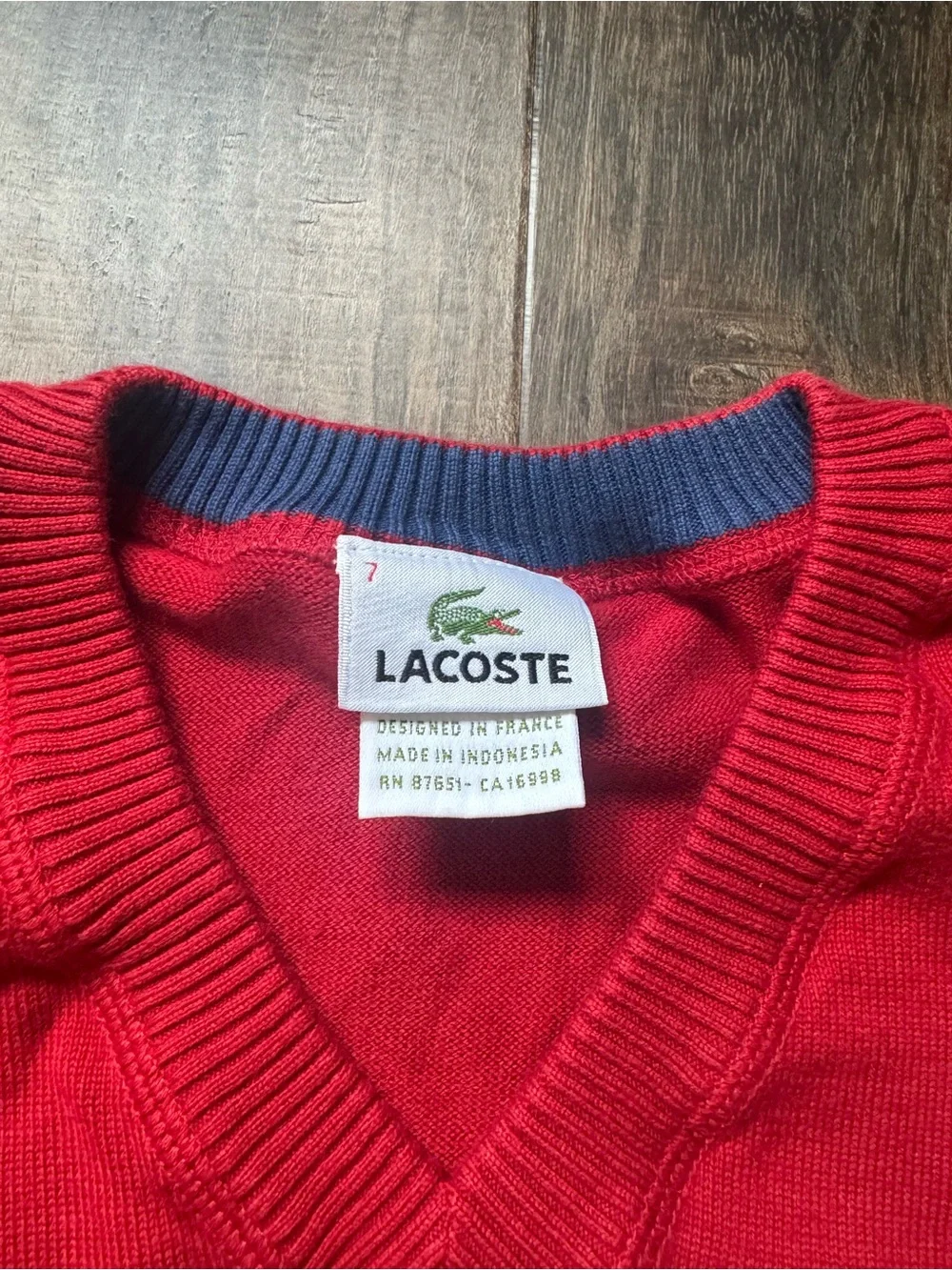 Lacoste Men's V-Neck Red Sweater